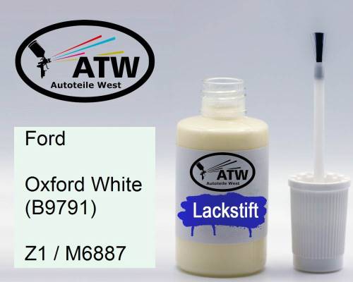 Ford, Oxford White (B9791), Z1 / M6887: 20ml Lackstift, von ATW Autoteile West.